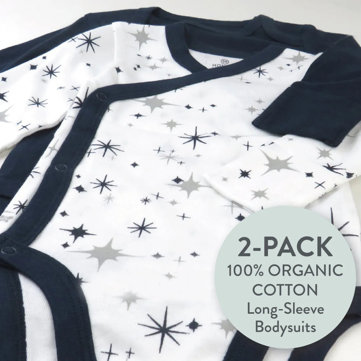2-Piece Long Sleeve Organic Cotton Bodysuit & Side Snap Bodysuit