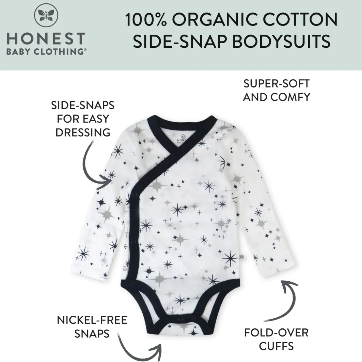 2-Piece Long Sleeve Organic Cotton Bodysuit & Side Snap Bodysuit
