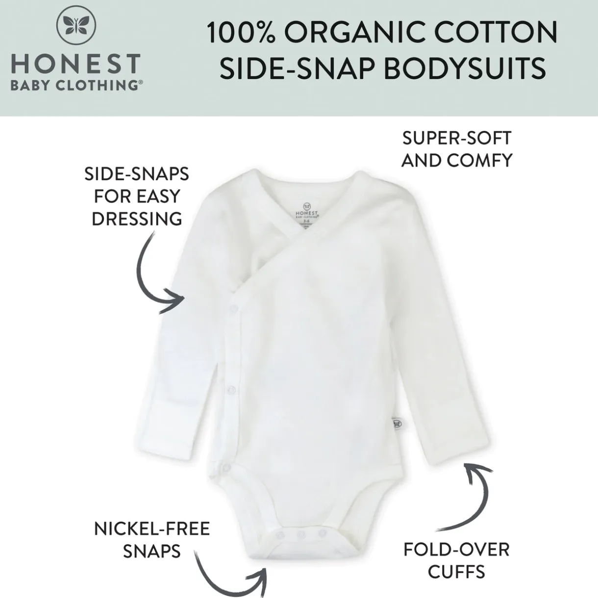 2-Piece Long Sleeve Organic Cotton Bodysuit & Side Snap Bodysuit