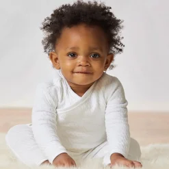 2-Piece Organic Cotton Matelassé Side-Snap Top and Pant Set