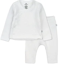 2-Piece Organic Cotton Matelassé Side-Snap Top and Pant Set