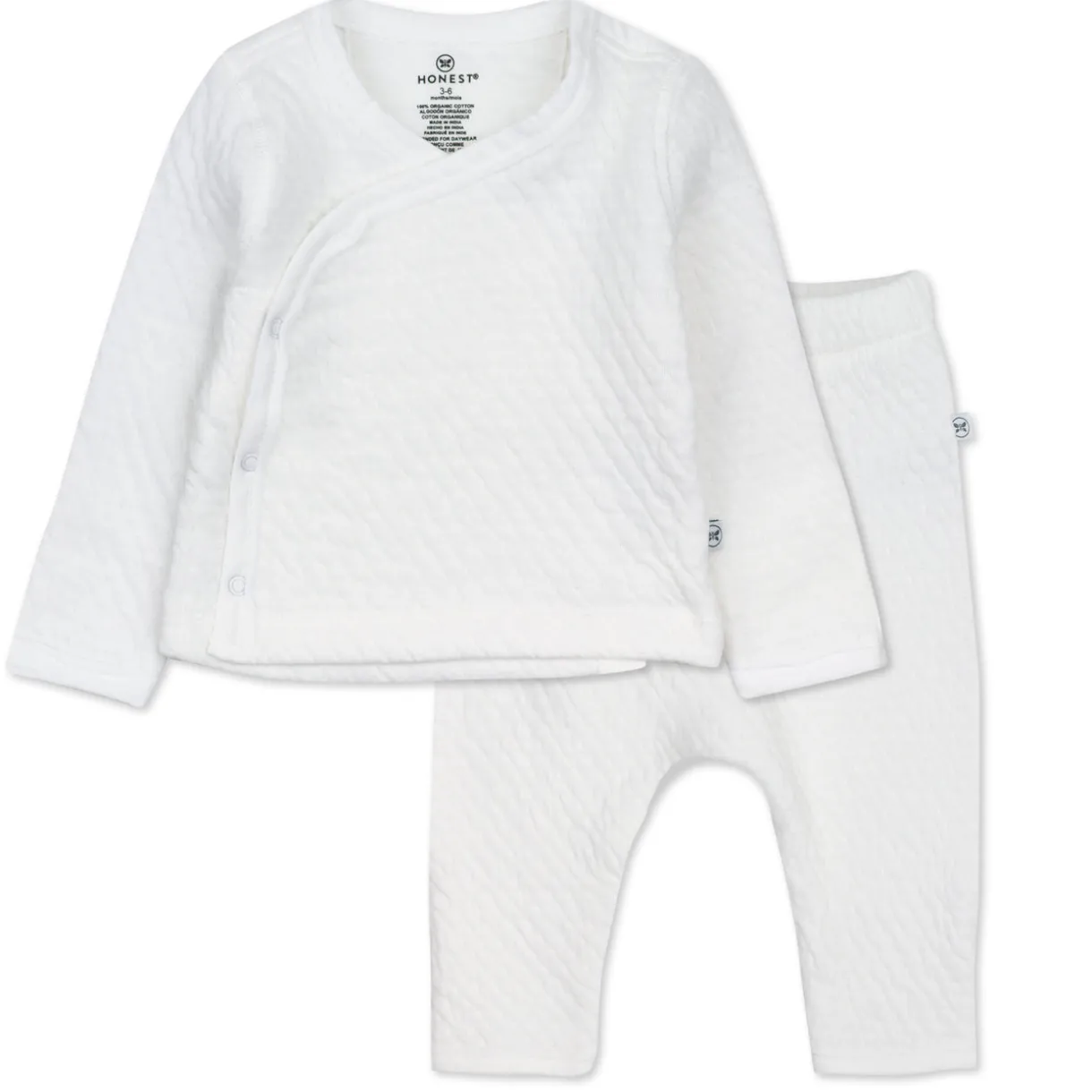 2-Piece Organic Cotton Matelassé Side-Snap Top and Pant Set