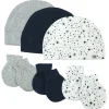 6-Piece Organic Cotton Mitt and Hat Set