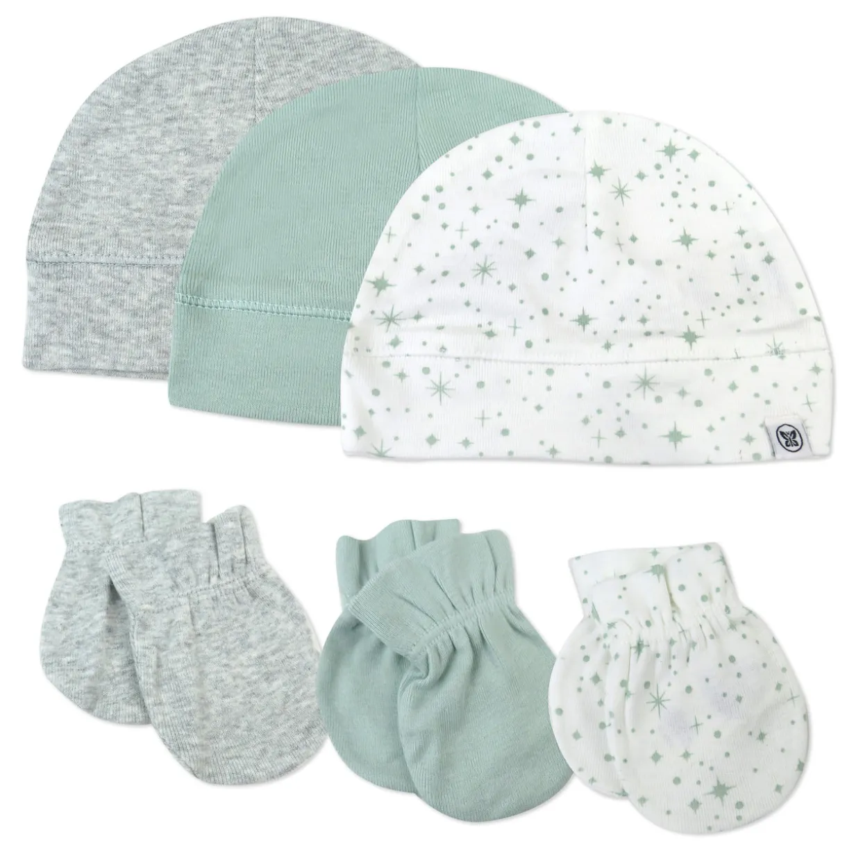 6-Piece Organic Cotton Mitt and Hat Set