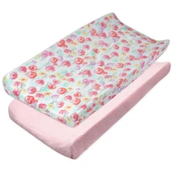2-Piece Organic Cotton Printed & Terry Changing Pad Cover Set