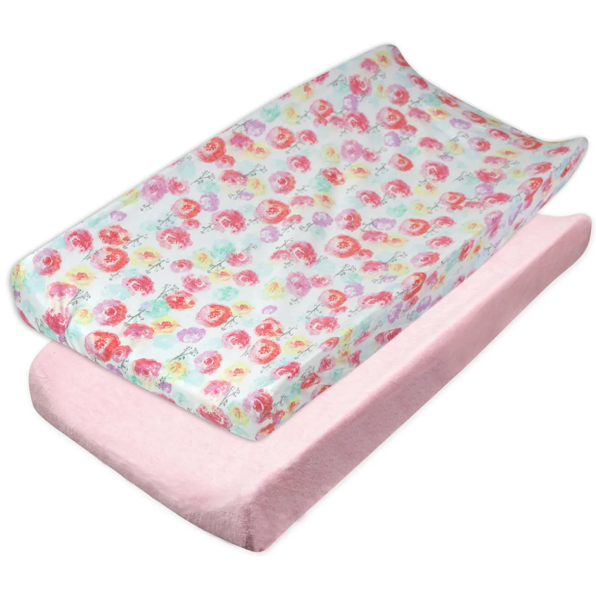 2-Piece Organic Cotton Printed & Terry Changing Pad Cover Set