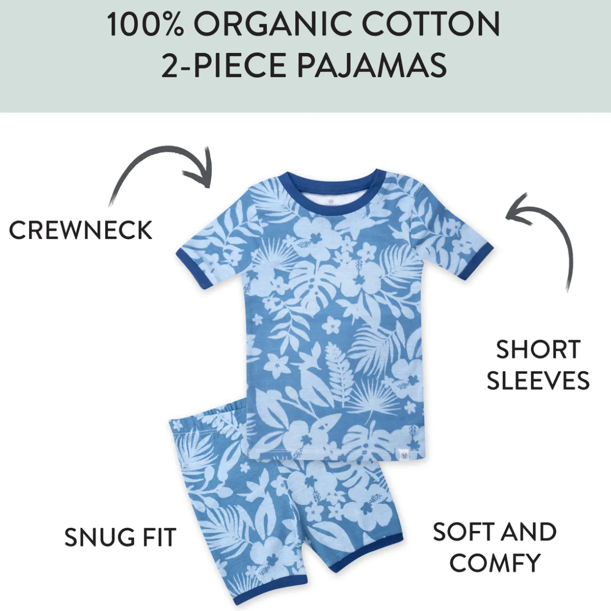 2-Piece Organic Cotton Short Sleeve & Shorts Pajama Set