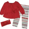 3-Piece Peplum Top with Ruffle Detail, Headband & Legging Set