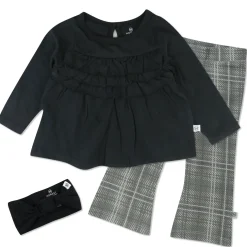 3-Piece Ruffle Top, Flare Legging & Headband Set