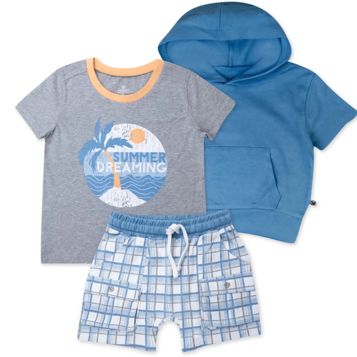 3-Piece Short Sleeve Hoodie, T-shirt and Short Set