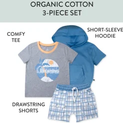 3-Piece Short Sleeve Hoodie, T-shirt and Short Set