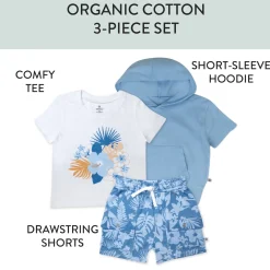 3-Piece Short Sleeve Hoodie, T-shirt and Short Set