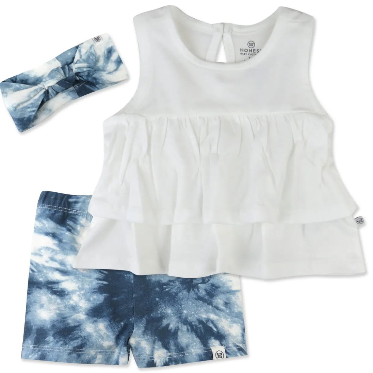 Tiered Shirt, Biker Short & Headband Set