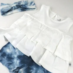 Tiered Shirt, Biker Short & Headband Set