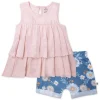 Toddler 2-Piece Ruffle Layered Shirt and Cuffed Short Set