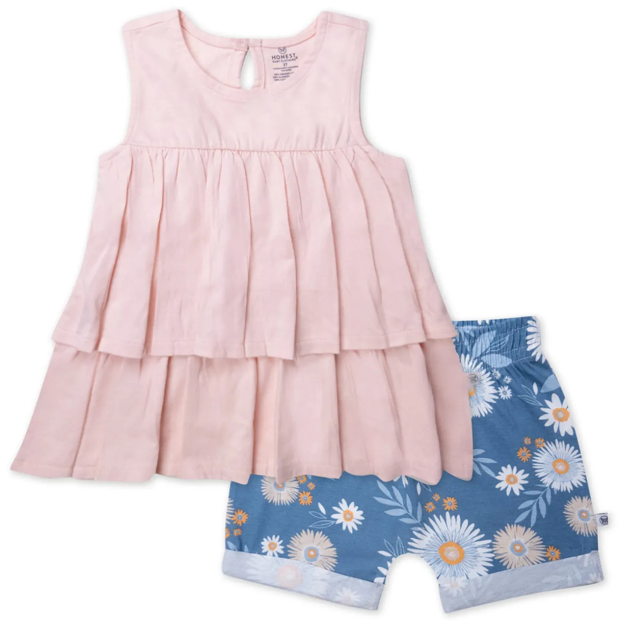 Toddler 2-Piece Ruffle Layered Shirt and Cuffed Short Set