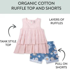 Toddler 2-Piece Ruffle Layered Shirt and Cuffed Short Set
