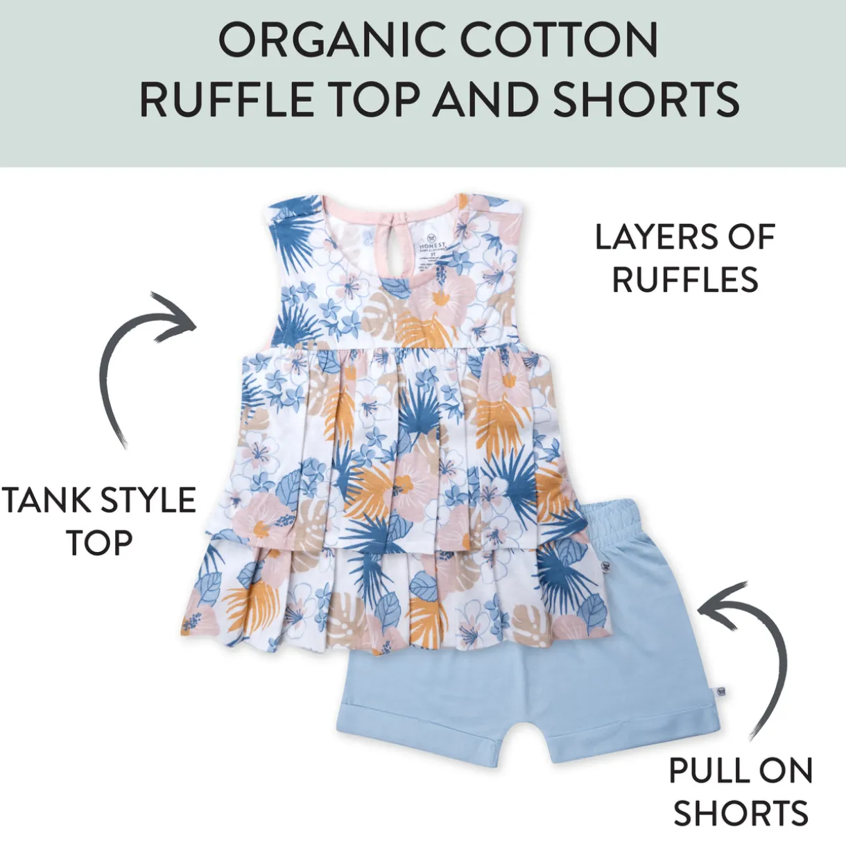 Toddler 2-Piece Ruffle Layered Shirt and Cuffed Short Set