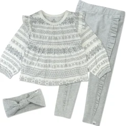 Toddler 3-Piece Ruffle Shoulder Top, Ruffle Front Legging & Headband Set