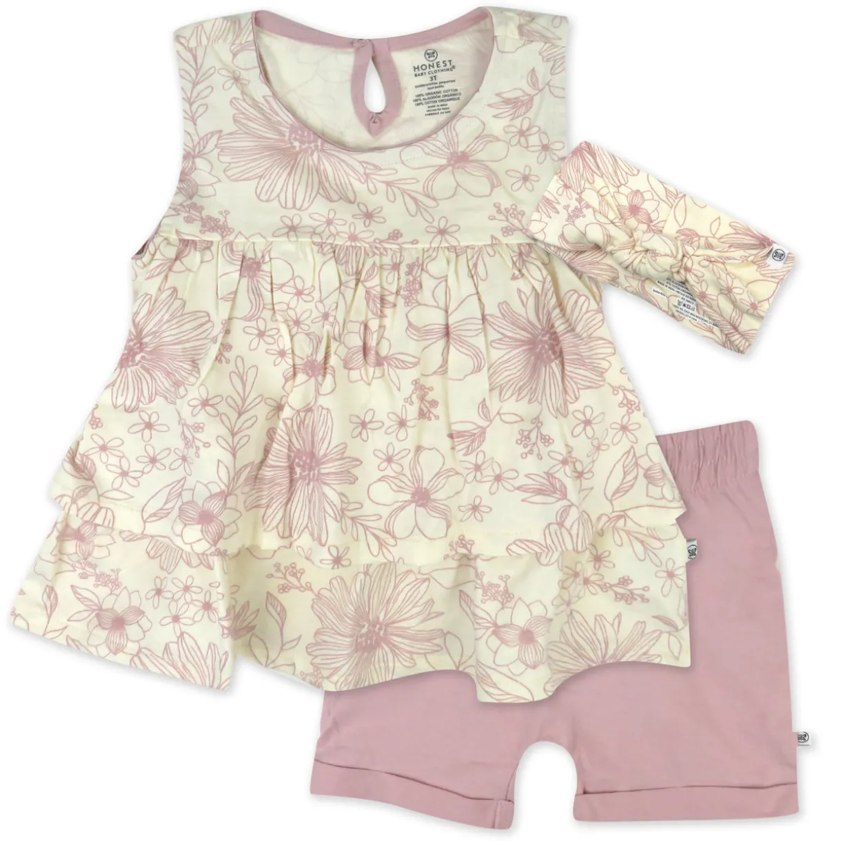 Toddler 3-Piece Ruffle Top, Short and Headband Set