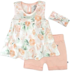 Toddler 3-Piece Ruffle Top, Short and Headband Set