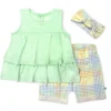 Toddler 3-Piece Ruffle Top, Short and Headband Set