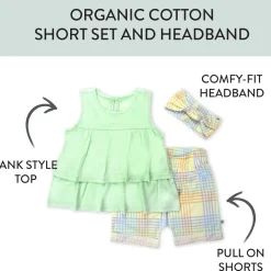 Toddler 3-Piece Ruffle Top, Short and Headband Set