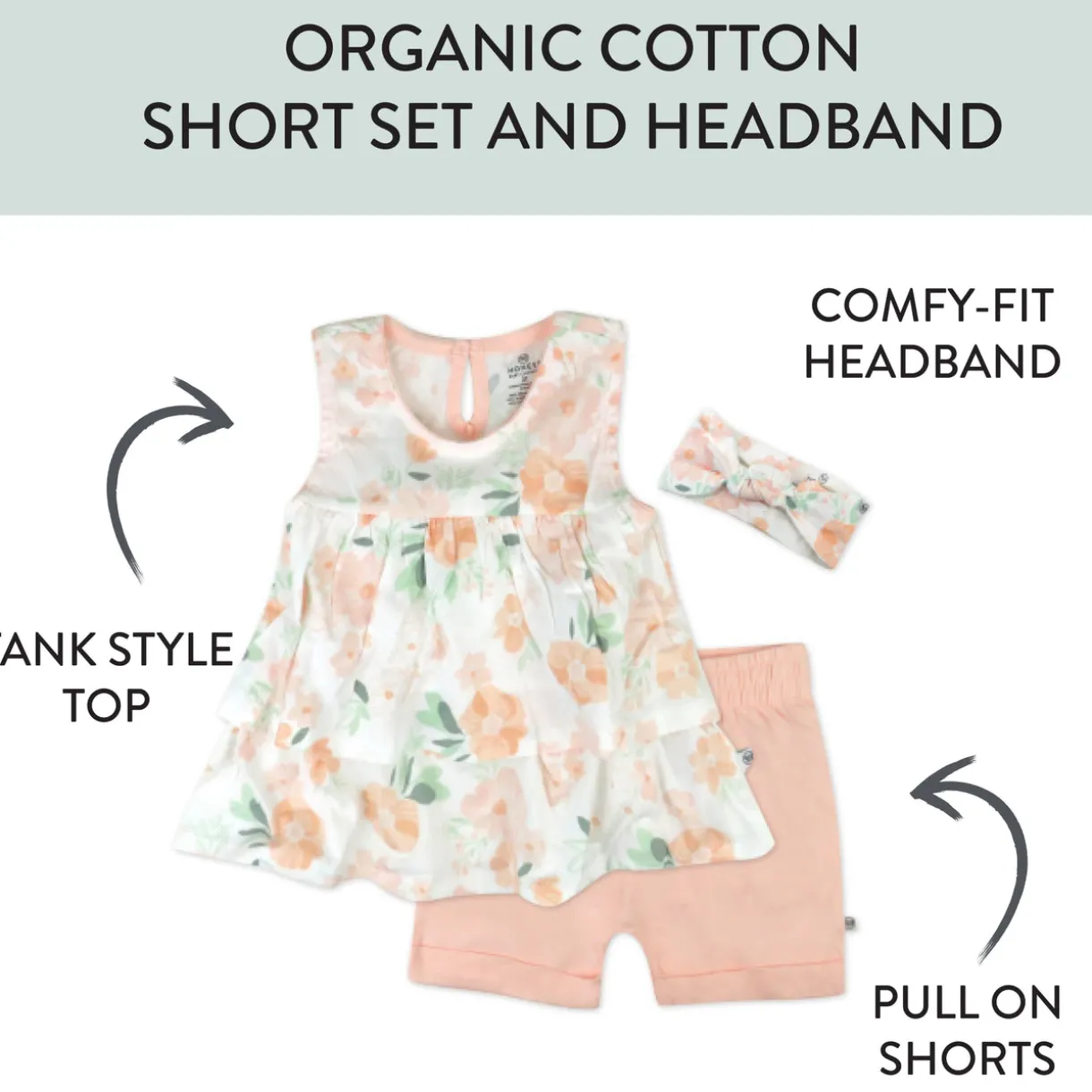 Toddler 3-Piece Ruffle Top, Short and Headband Set