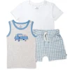 Toddler 3-Piece Short Sleeve T-Shirt, Muscle and Short Set
