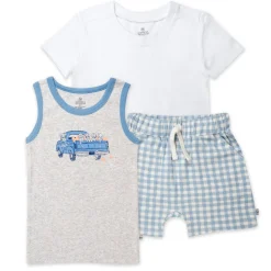 Toddler 3-Piece Short Sleeve T-Shirt, Muscle and Short Set